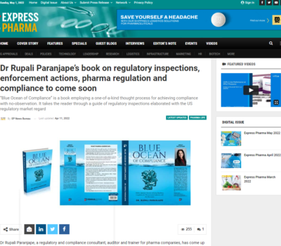 Express Pharma News about Blue Ocean of Compliance