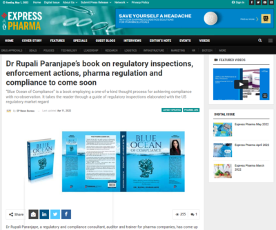 Express Pharma News about Blue Ocean of Compliance